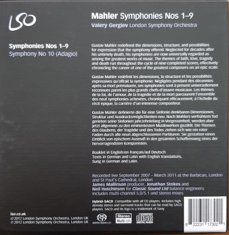 Gustav Mahler - Symphonies Nos 1-9 (10 x SACD Box Set) NM