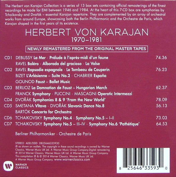 Herbert Von Karajan - Tchaikovsky / Dvorak EMI Remasters (7 CD Box) Mint