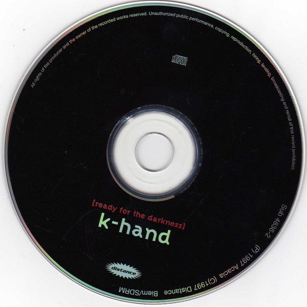 K-Hand - Ready for the Darkness (1997 Techno CD) Mint