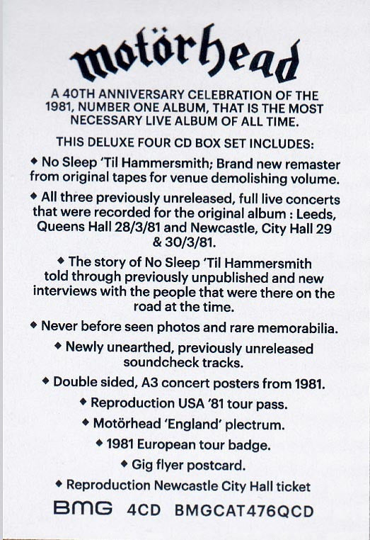 Motorhead - No Sleep Til' Hammersmith (Ltd Ed Box Set) 4 CD+ NEW