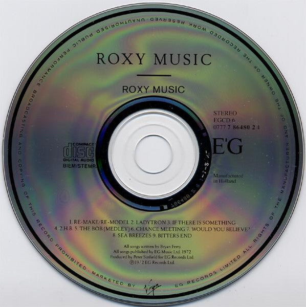 Roxy Music - Roxy Music (1987 EG CD Album) Mint