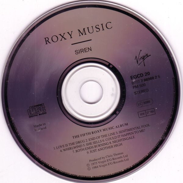 Roxy Music - Siren (EGCD 20 CD Album) Mint