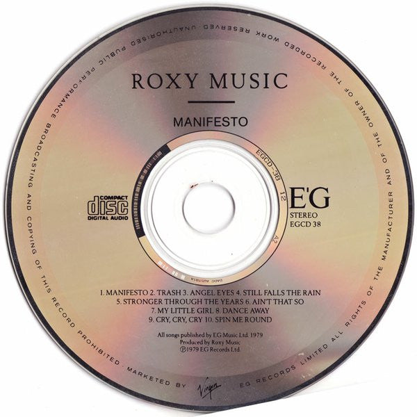 Roxy Music - Manifesto (EGCD 38 CD Album) Mint