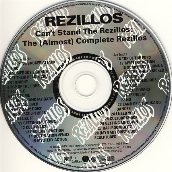 Rezillos - Can't Stand The (Almost Complete) 1993 CD