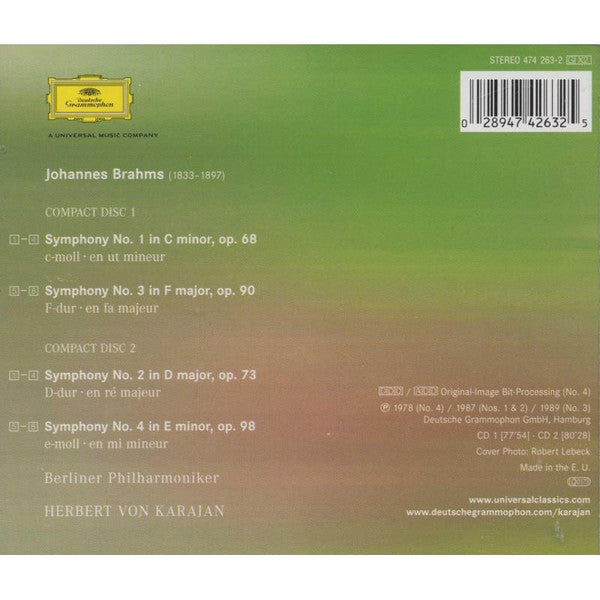 Karajan [Berliner] - Brahms 4 Symphonies (DG CD Album) Mint