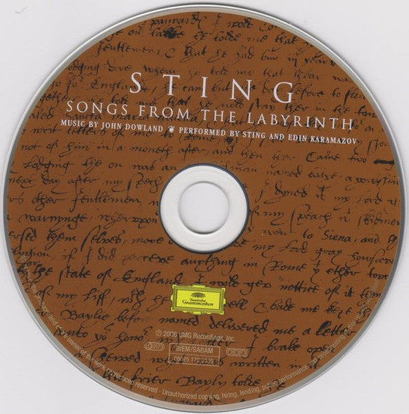 Sting - Songs from the Labyrinth (2006 CD Album) VG+